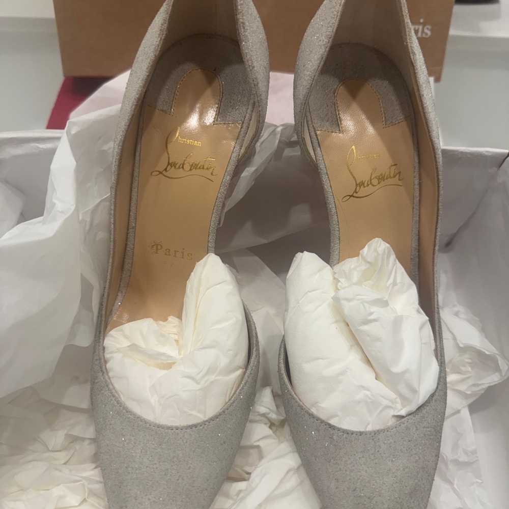 Christian Louboutin Women's Iriza Glitter Silver Heels